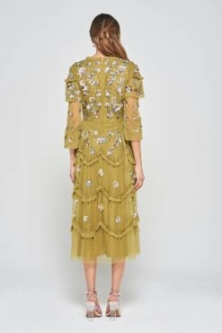 Adira Willow Floral Sequin Ruffled Midi Dress -Frock And Frill US Adira Willow Floral Sequin Midi Dress 1