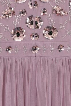 Aeris Lilac Floral Embellished Maxi Dress -Frock And Frill US Aeris Lilac Embellished Maxi Dress 1