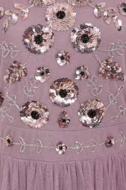 Aeris Lilac Floral Embellished Maxi Dress -Frock And Frill US Aeris Lilac Embellished Maxi Dress 3