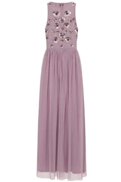 Aeris Lilac Floral Embellished Maxi Dress -Frock And Frill US Aeris Lilac Embellished Maxi Dress 4