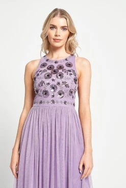 Aeris Lilac Floral Embellished Maxi Dress -Frock And Frill US Aeris Lilac Embellished Maxi Dress 1
