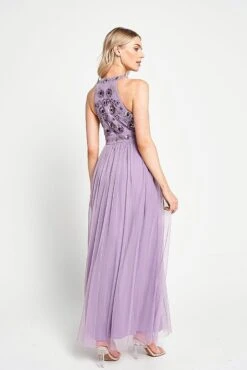 Aeris Lilac Floral Embellished Maxi Dress -Frock And Frill US Aeris Lilac Embellished Maxi Dress 9