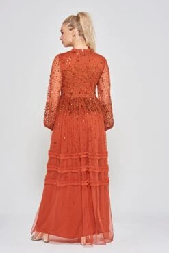 Agnes Copper Sequin Maxi Dress