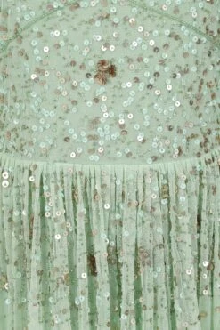 Agnes Green Sequin Maxi Dress -Frock And Frill US Agnes Green Sequin Maxi Dress 3