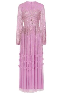 Frock And Frill US -Frock And Frill US Agnes Pink Sequin Maxi Dress 4