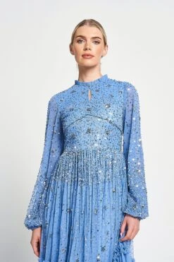 Agnes Blue Sequin Maxi Dress 11 Agnes Blue Sequin Maxi Dress -Frock And Frill US Agnes Blue Sequin Maxi Dress 1