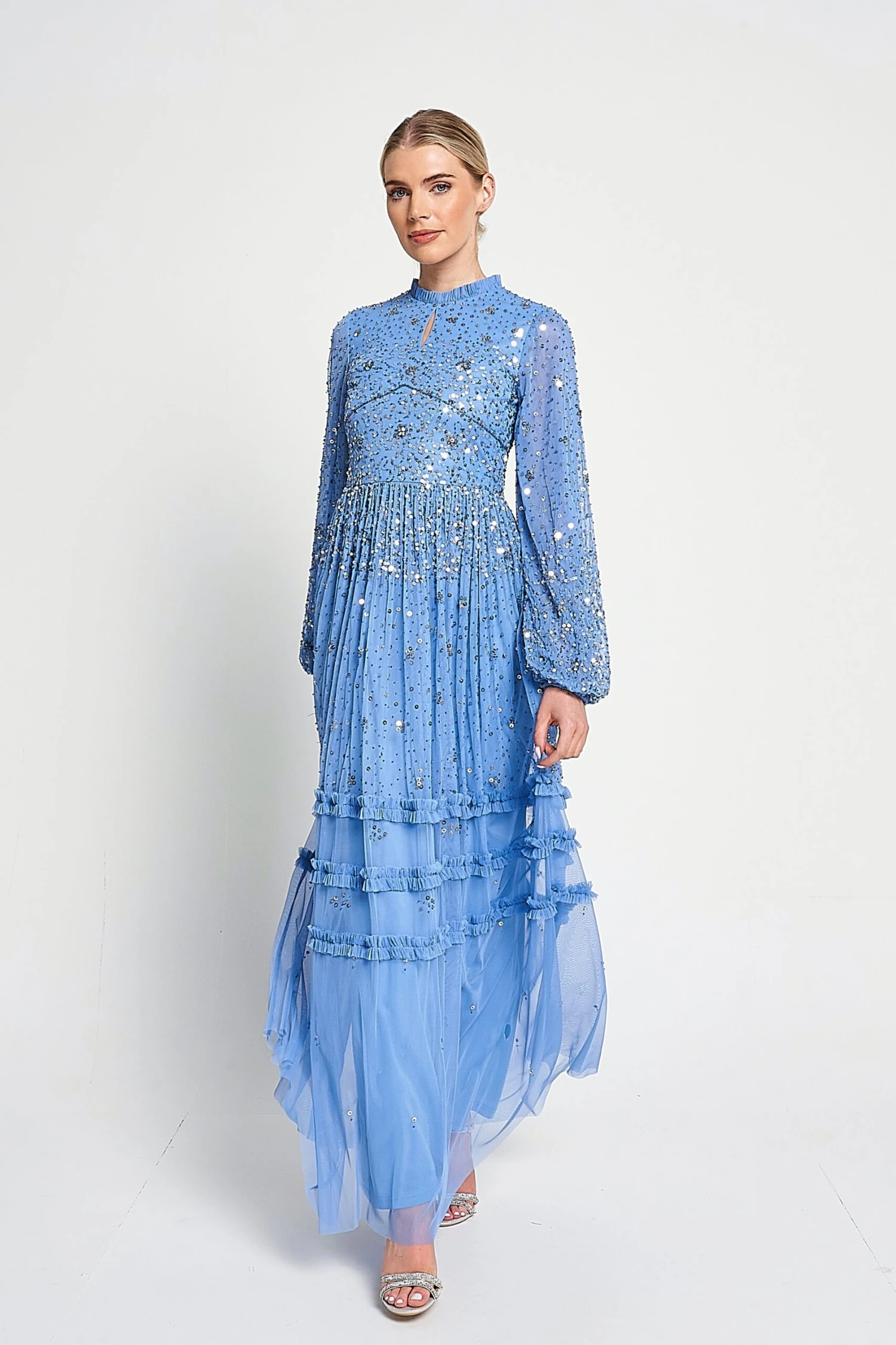 Agnes Blue Sequin Maxi Dress 1 Agnes Blue Sequin Maxi Dress