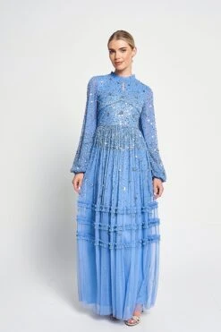 Agnes Blue Sequin Maxi Dress 12 Agnes Blue Sequin Maxi Dress -Frock And Frill US Agnes Blue Sequin Maxi Dress 6