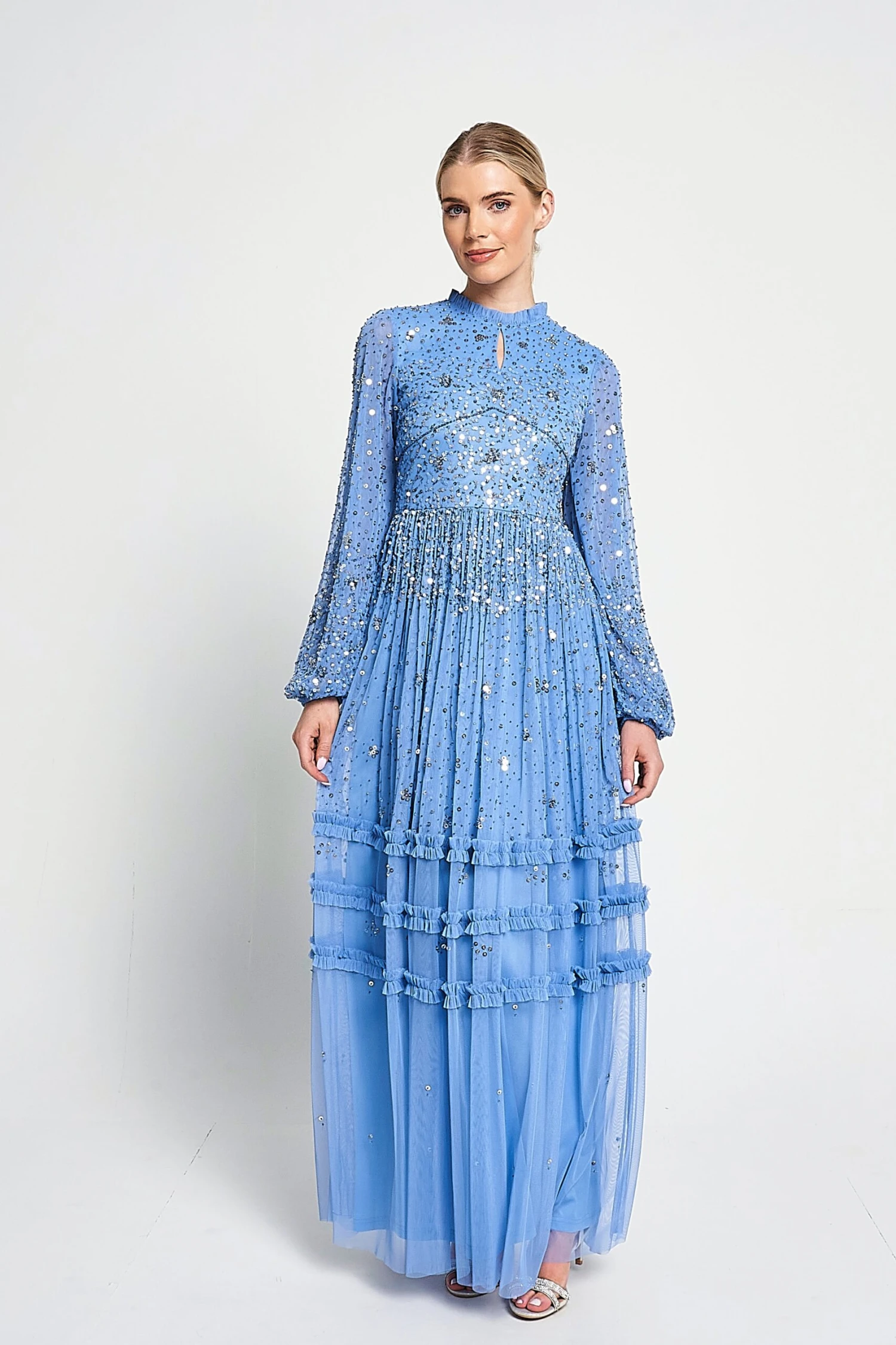 Agnes Blue Sequin Maxi Dress 4 Agnes Blue Sequin Maxi Dress - Image 4