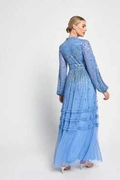 Agnes Blue Sequin Maxi Dress 14 Agnes Blue Sequin Maxi Dress -Frock And Frill US Agnes Blue Sequin Maxi Dress 8