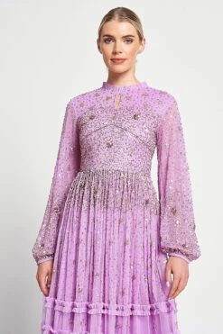 Agnes Pink Sequin Maxi Dress -Frock And Frill US Agnes Pink Sequin Maxi Dress 1