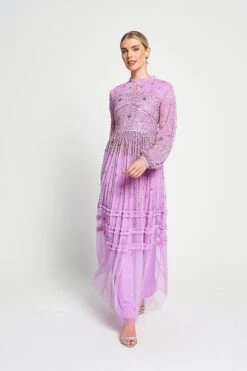 Agnes Pink Sequin Maxi Dress -Frock And Frill US Agnes Pink Sequin Maxi Dress 3