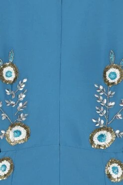 Alyssa Blue Floral Embellished Midi Dress -Frock And Frill US Alyssa Blue Embellished Midi Dress 1