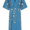 Alyssa Blue Floral Embellished Midi Dress
