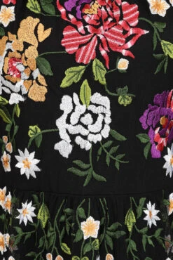 Amanda Black Floral Embroidered Maxi Dress -Frock And Frill US Amanda Black Floral Embroidered Maxi Dress 8