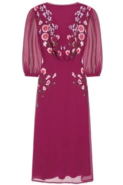 Amaya Boysenberry Floral Embroidered Midi Dress -Frock And Frill US Amaya Boysenberry Floral Embroidered Midi Dress 1