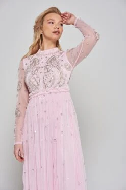 Anita Pink Embellished Maxi Dress 15 Anita Pink Embellished Maxi Dress -Frock And Frill US Anita Pink Embellished Maxi Dress 11
