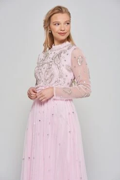 Anita Pink Embellished Maxi Dress 14 Anita Pink Embellished Maxi Dress -Frock And Frill US Anita Pink Embellished Maxi Dress 9
