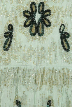 Annabel Pale Green Floral Embellished Maxi Dress -Frock And Frill US Annabel Green Floral Embellised Maxi Dress 4