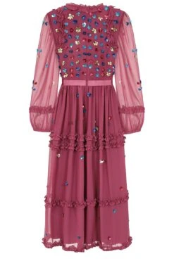 Astor Raspberry Floral Sequin Midi Dress 6 Astor Raspberry Floral Sequin Midi Dress -Frock And Frill US Astor Raspberry Sequin Midi Dress 4