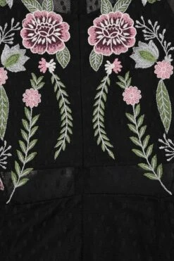 Azalea Black Floral Embroidered Maxi Dress -Frock And Frill US Azalea Black Floral Embroidered Maxi Dress 1