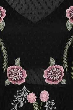 Azalea Black Floral Embroidered Maxi Dress -Frock And Frill US Azalea Black Floral Embroidered Maxi Dress 7
