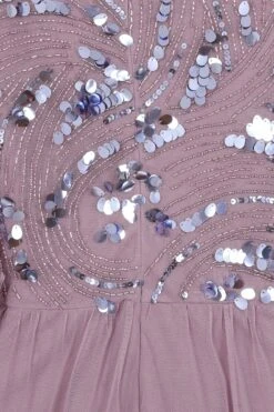 Belinda Lilac Embellished Bodice Midi Dress -Frock And Frill US Belinda Lilac Embellished Midi Dress 2