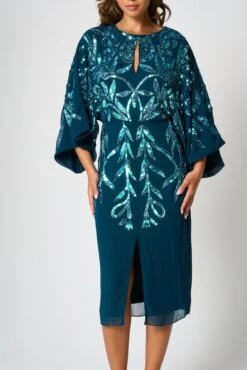 Beryl Deep Teal Sequin Midi Dress 12 Beryl Deep Teal Sequin Midi Dress -Frock And Frill US Beryl Deep Teal Sequin Midi Dress 1