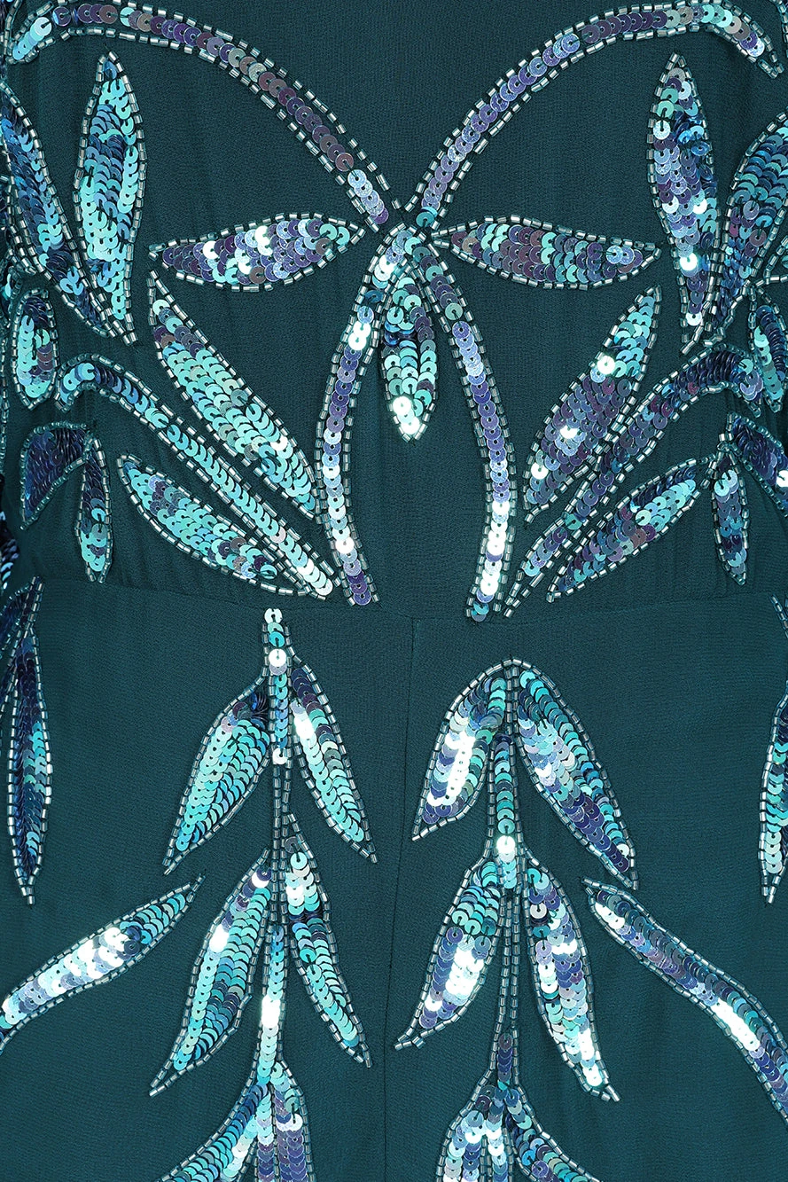 Beryl Deep Teal Sequin Midi Dress 8 Beryl Deep Teal Sequin Midi Dress - Image 8