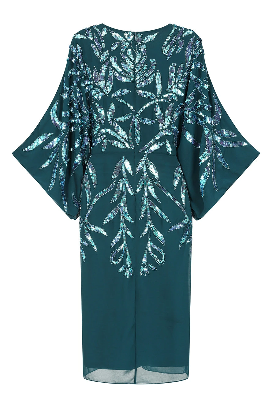 Beryl Deep Teal Sequin Midi Dress 9 Beryl Deep Teal Sequin Midi Dress - Image 9