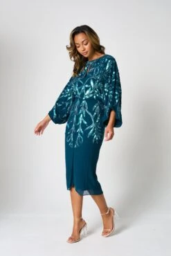 Beryl Deep Teal Sequin Midi Dress 14 Beryl Deep Teal Sequin Midi Dress -Frock And Frill US Beryl Deep Teal Sequin Midi Dress 9