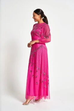 Calanthe Fuchsia Embellished Maxi Dress -Frock And Frill US Calanthe Fuchsia Embellished Maxi Dress 13