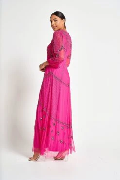 Calanthe Fuchsia Embellished Maxi Dress -Frock And Frill US Calanthe Fuchsia Embellished Maxi Dress 14