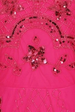 Calanthe Fuchsia Embellished Maxi Dress -Frock And Frill US Calanthe Fuchsia Embellished Maxi Dress 2