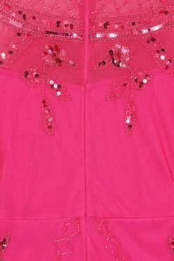 Calanthe Fuchsia Embellished Maxi Dress -Frock And Frill US Calanthe Fuchsia Embellished Maxi Dress 4