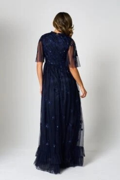 Callie Navy Floral Embroidered Maxi Dress -Frock And Frill US Callie Navy Floral Embroidered Maxi Dress 10