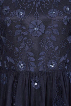 Callie Navy Floral Embroidered Maxi Dress -Frock And Frill US Callie Navy Floral Embroidered Maxi Dress 3