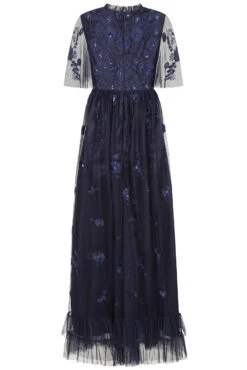 Callie Navy Floral Embroidered Maxi Dress -Frock And Frill US Callie Navy Floral Embroidered Maxi Dress 4