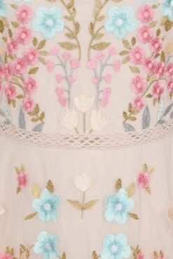 Camellia Floral Embroidered Maxi Dress -Frock And Frill US Camellia Nude Floral Embroidered Maxi Dress 3