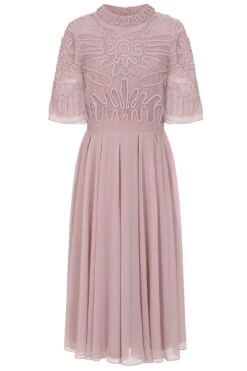 Cari Mauve Cornelli Sequin Midi Dress