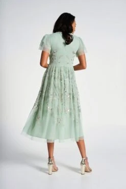 Carissa Green Floral Embellished Midi Dress -Frock And Frill US Carissa Green Embellished Midi Dress 14