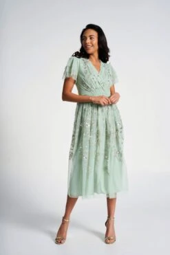 Carissa Green Floral Embellished Midi Dress -Frock And Frill US Carissa Green Embellished Midi Dress 7