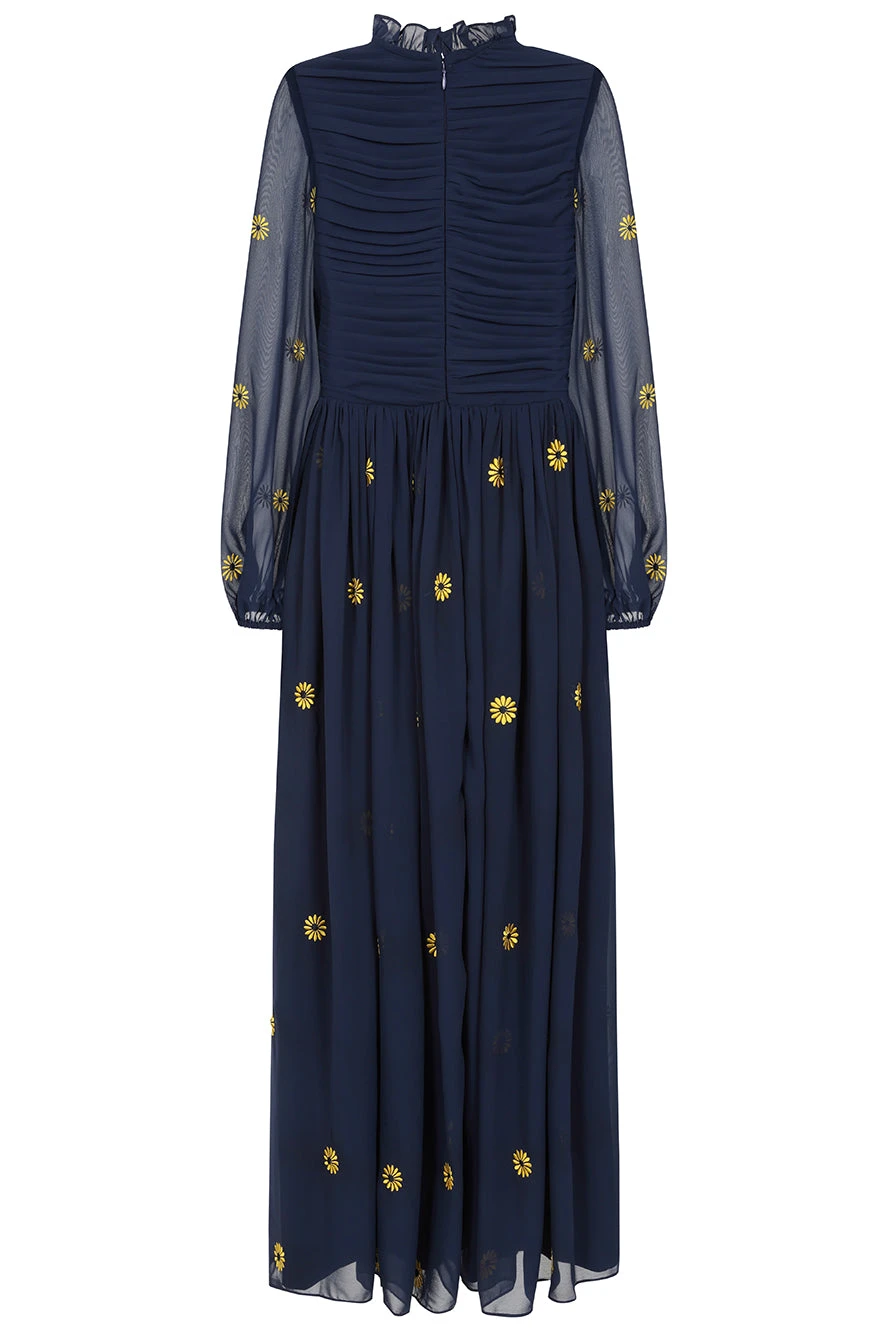 Cassia Navy Floral Embroidered Maxi Dress - Image 10