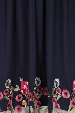 Cerelia Navy Floral Embroidered Midi Dress -Frock And Frill US Cerelia Navy Floral Midi Dress 1