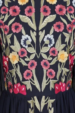 Cerelia Navy Floral Embroidered Midi Dress -Frock And Frill US Cerelia Navy Floral Midi Dress 13