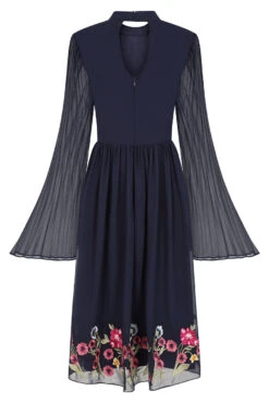 Cerelia Navy Floral Embroidered Midi Dress -Frock And Frill US Cerelia Navy Floral Midi Dress 14