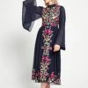 Cerelia Navy Floral Embroidered Midi Dress