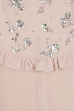 Chloe Blush Floral Embellished Maxi Dress -Frock And Frill US Chloe Blush Floral Embellised Maxi Dress 10