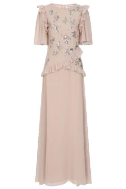 Chloe Blush Floral Embellished Maxi Dress -Frock And Frill US Chloe Blush Floral Embellised Maxi Dress 11