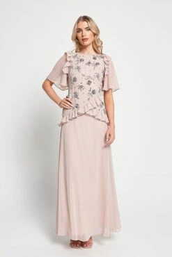 Chloe Blush Floral Embellished Maxi Dress